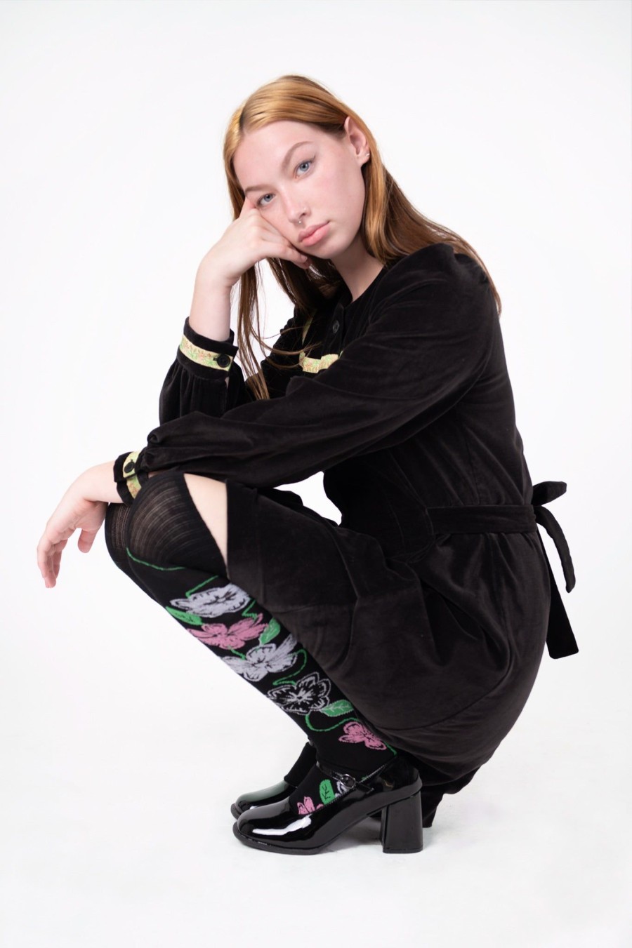 Women Batsheva | Socks In Pink Floral Black