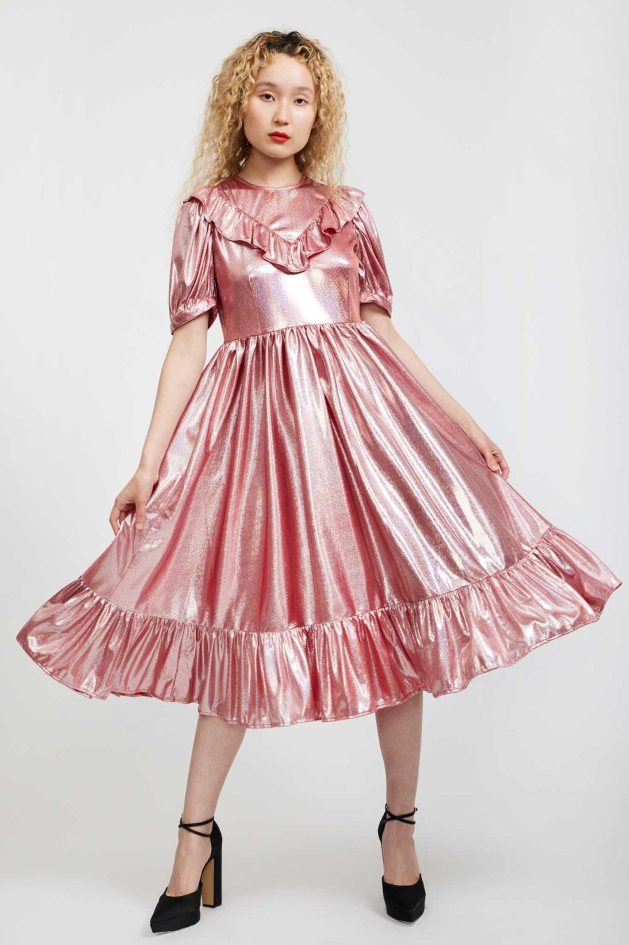 Women Batsheva | May Dress In Ballerina Holographic Pink