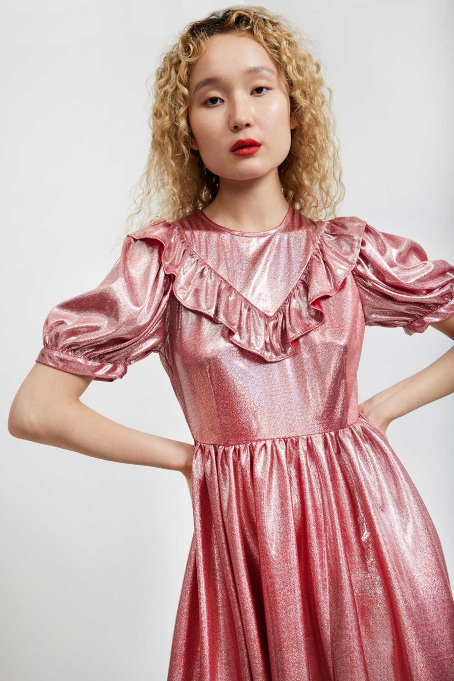 Women Batsheva | May Dress In Ballerina Holographic Pink