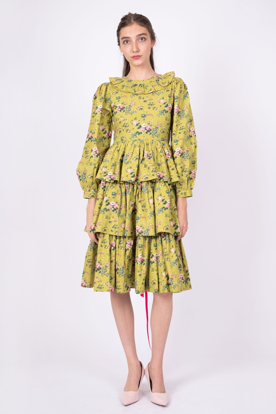 Women Batsheva | Laura Ashley X Batsheva Welsh Dress In Fairford Green