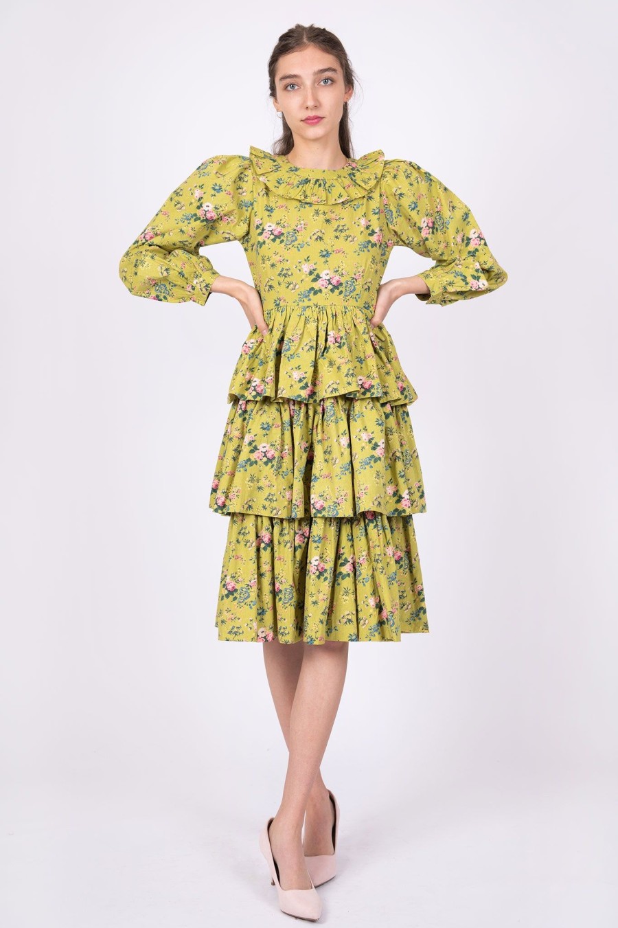 Women Batsheva | Laura Ashley X Batsheva Welsh Dress In Fairford Green