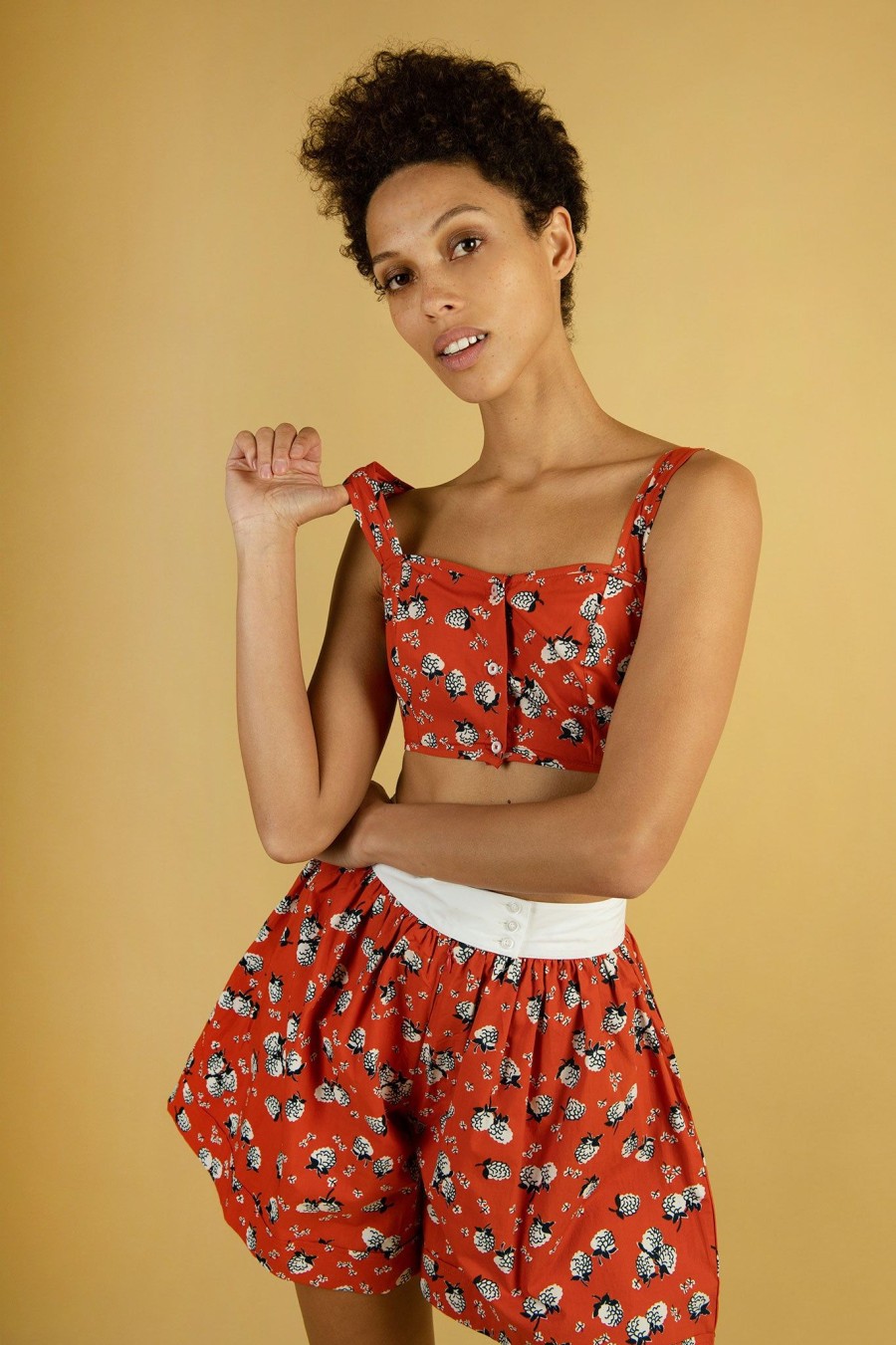 Women Batsheva | Bralette Blouse In Hydrangea Red