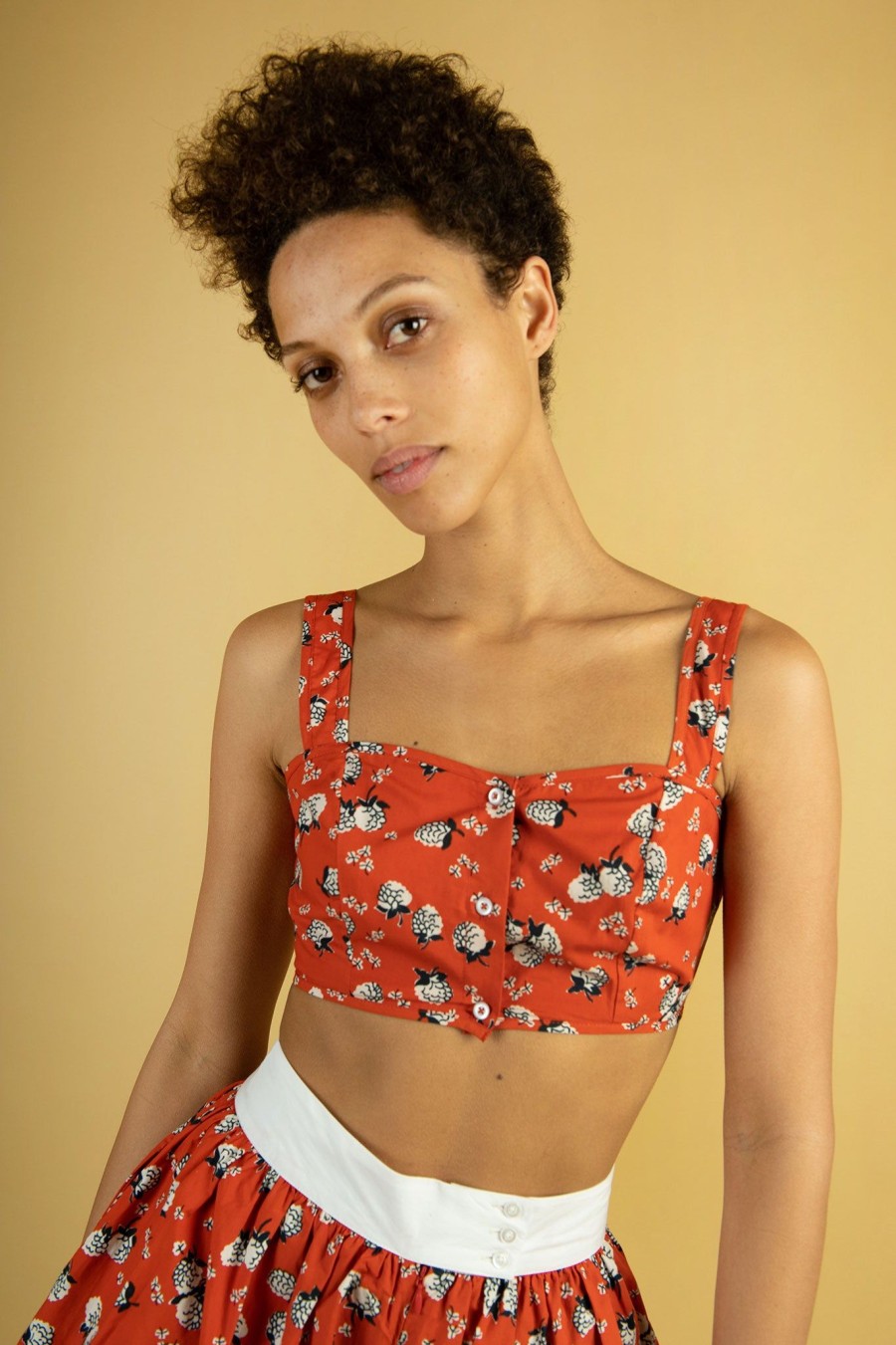 Women Batsheva | Bralette Blouse In Hydrangea Red