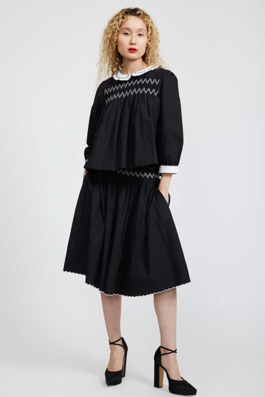 Women Batsheva | Smocked Blouse In Black