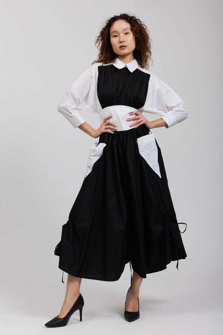 Women Batsheva | Goldie Dress In Black & White Multi