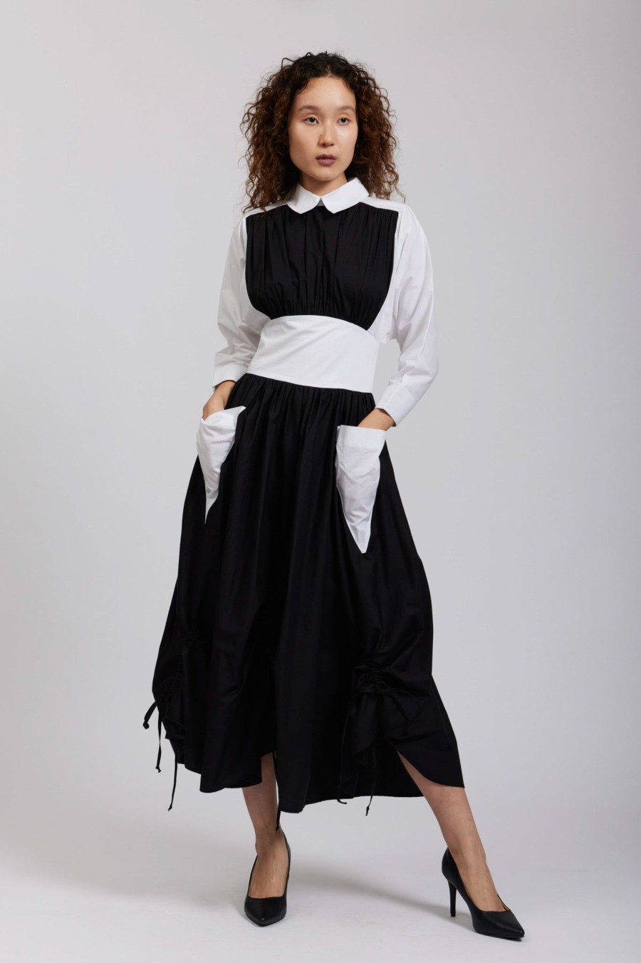 Women Batsheva | Goldie Dress In Black & White Multi