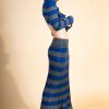 Women Batsheva | Mia Knit Skirt In Blue & Grey Stripe Multi