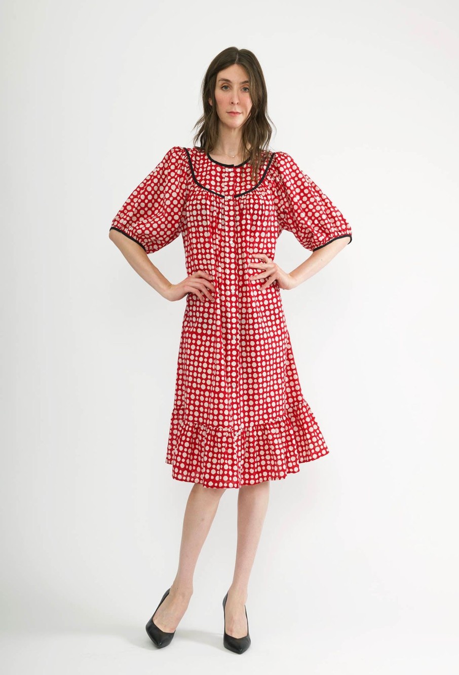 Women Batsheva | Snap Housedress In Dots Red