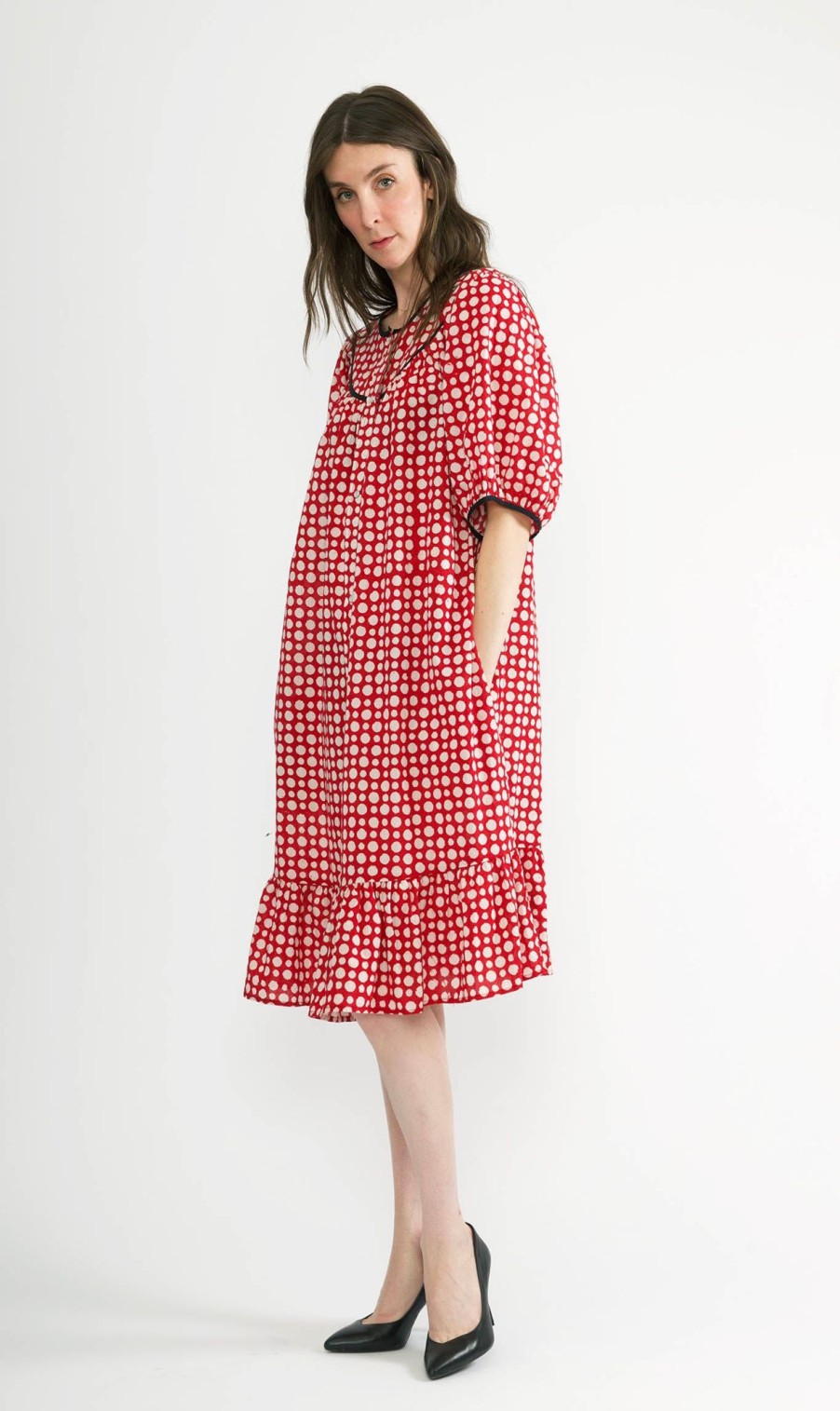 Women Batsheva | Snap Housedress In Dots Red