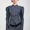 Women Batsheva | Lee Blouse In Dark Denim Blue