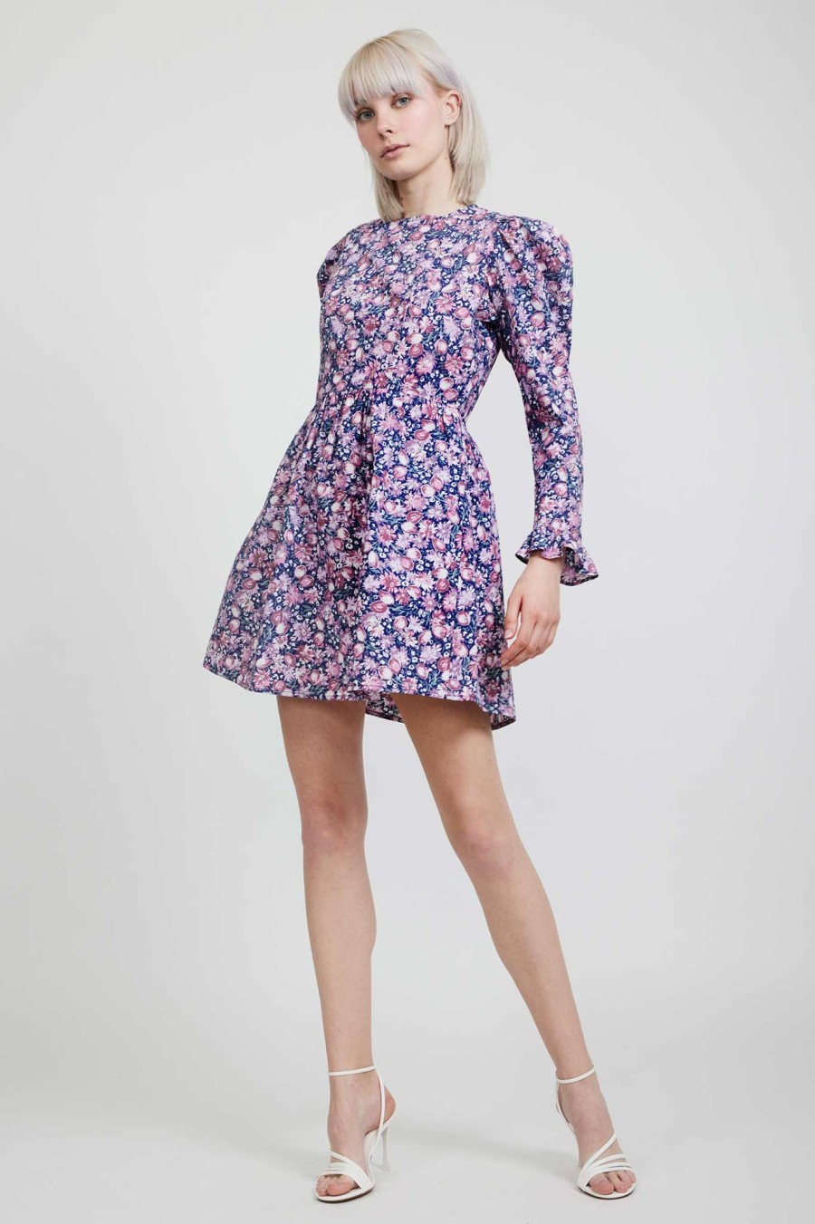 Women Batsheva | Laura Ashley X Batsheva Square Neck Mini Prairie Dress In Inglesham Purple