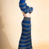 Women Batsheva | Mia Knit Skirt In Blue & Grey Stripe Multi