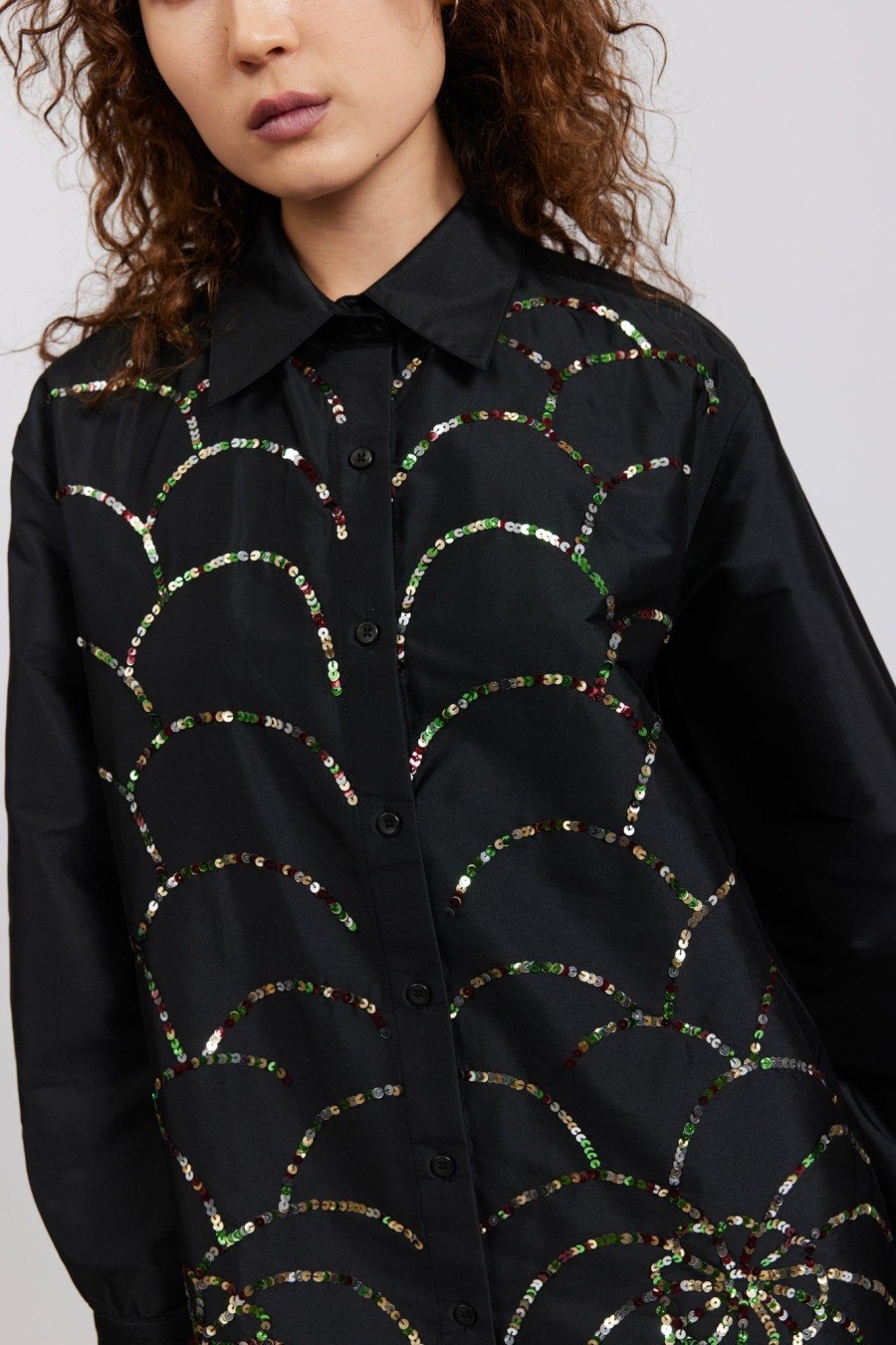 Women Batsheva | Alison Oversized Blouse In Firework Sequins Multi