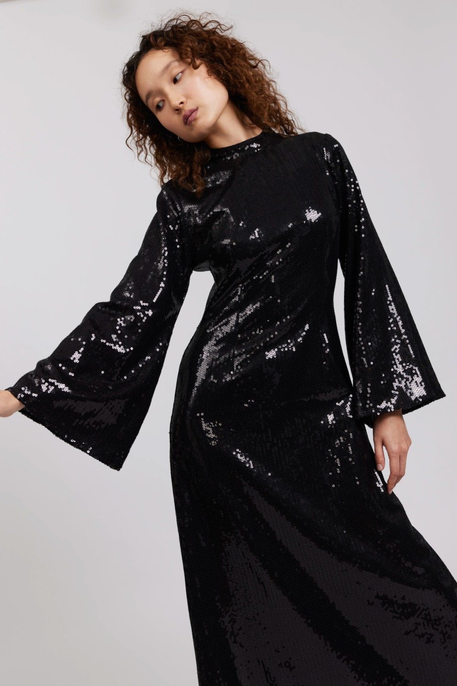 Women Batsheva | Dolly Dress In Sequin Black