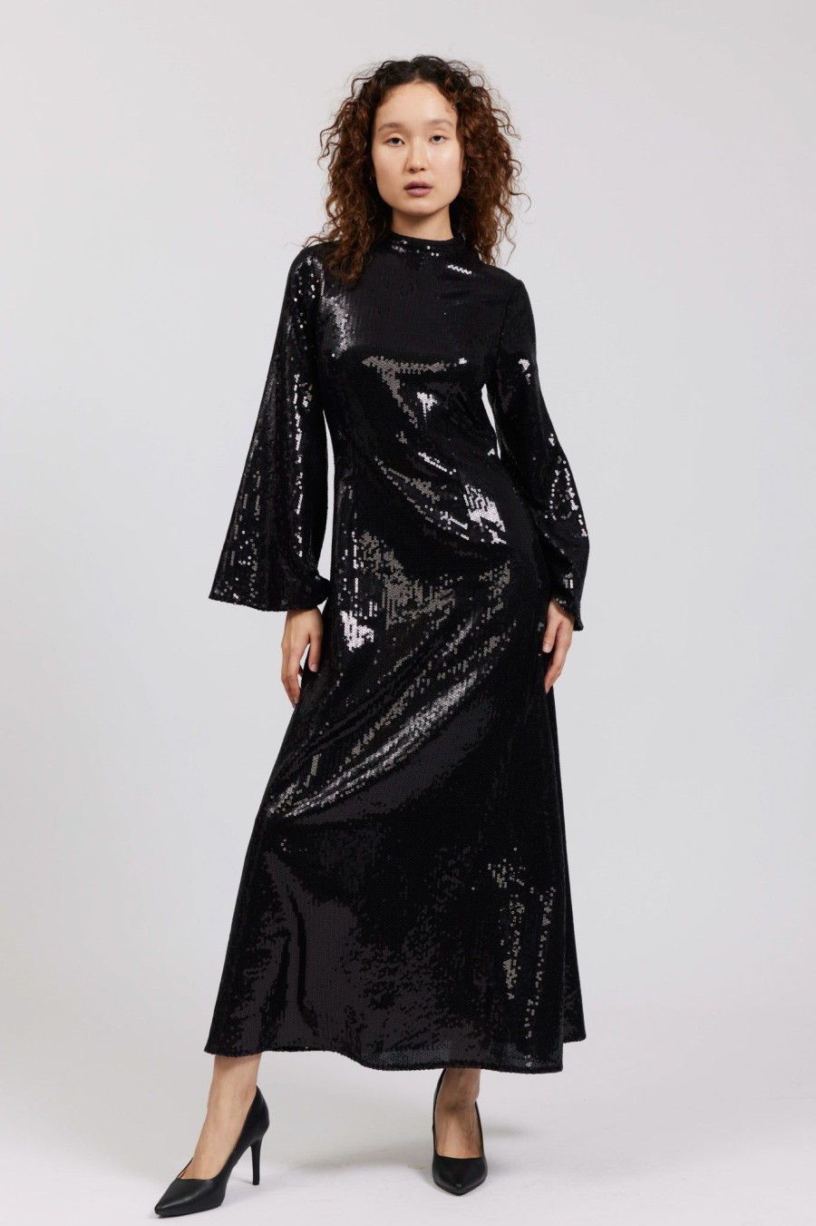 Women Batsheva | Dolly Dress In Sequin Black