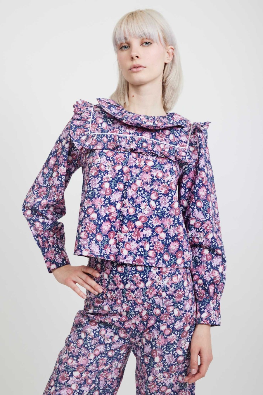 Women Batsheva | Laura Ashley X Batsheva Rhodri Blouse In Inglesham Purple