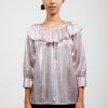 Women Batsheva | Barrymore Blouse In Pink Holographic Purple