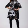 Women Batsheva | Beray Coat Dress In Black And White Flip Sequin Multi