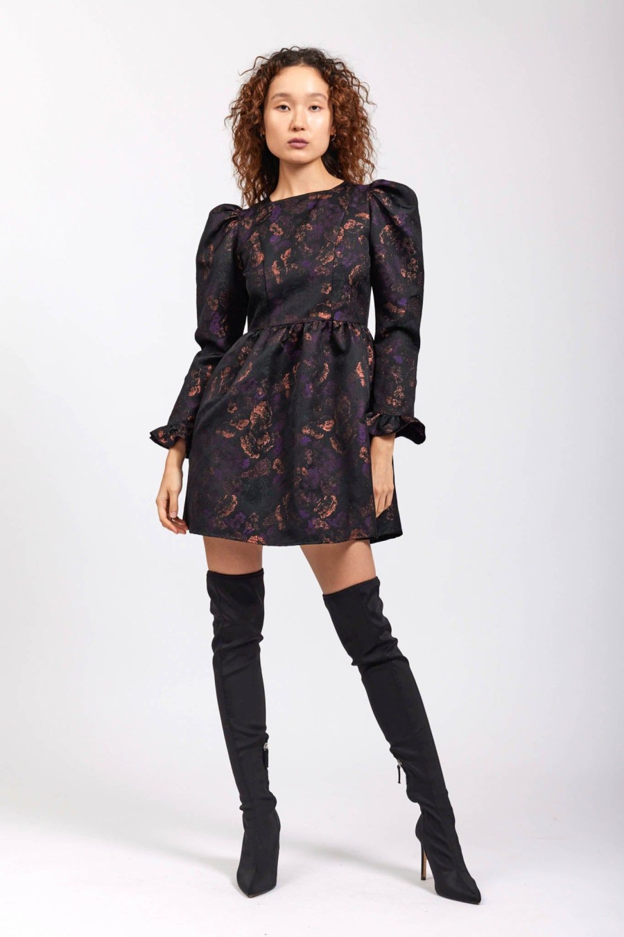 Women Batsheva | Square Neck Mini Prairie Dress In Enchantress Jacquard Multi