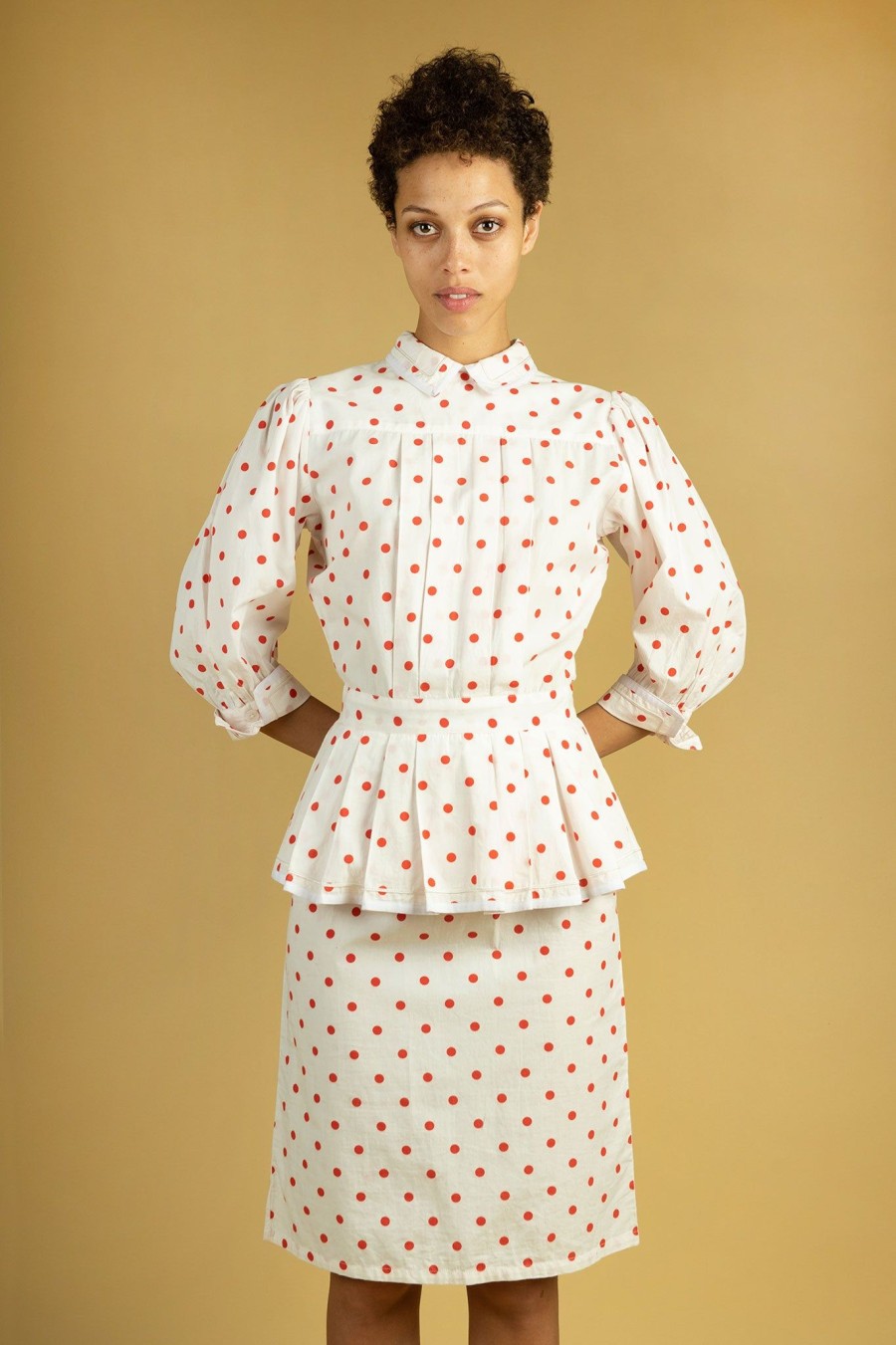 Women Batsheva | Rilke Dress In White Polka Dot Multi