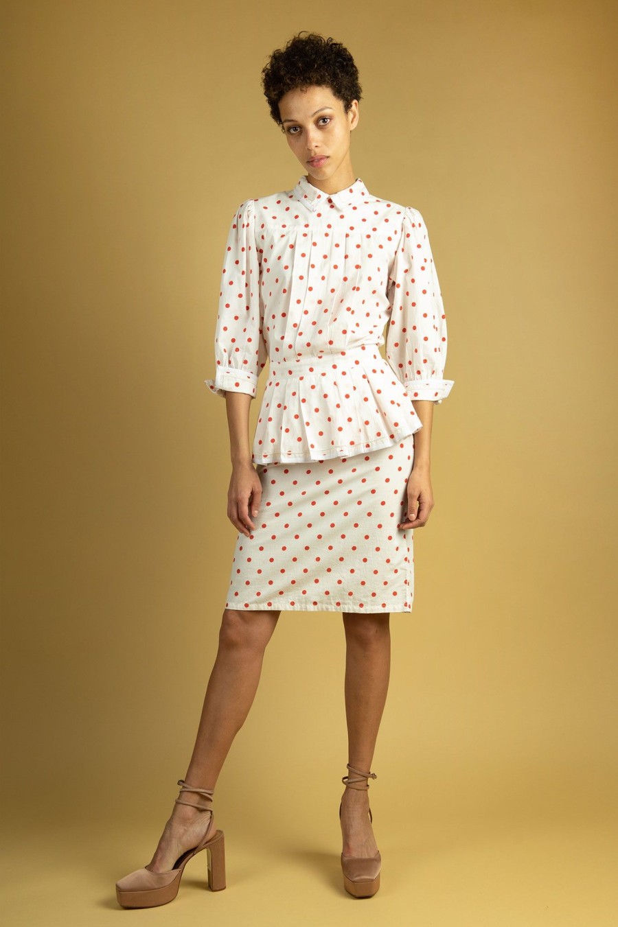 Women Batsheva | Rilke Dress In White Polka Dot Multi