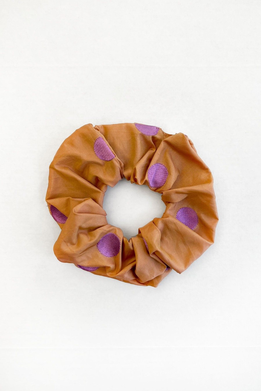 Women Batsheva | Scrunchie In Dotted Silk Orange