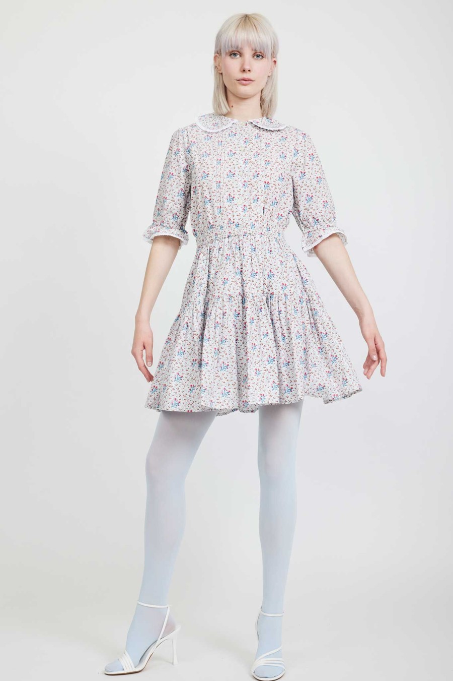 Women Batsheva | Laura Ashley X Batsheva Short Amy Skirt In Duxford Pines Blue