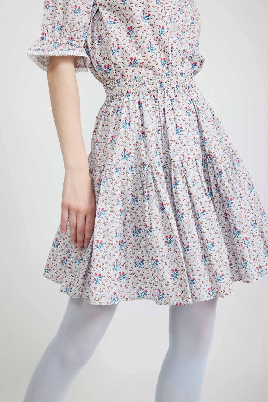 Women Batsheva | Laura Ashley X Batsheva Short Amy Skirt In Duxford Pines Blue