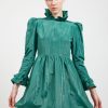 Women Batsheva | Mini Prairie Dress In Ocean Moire Green