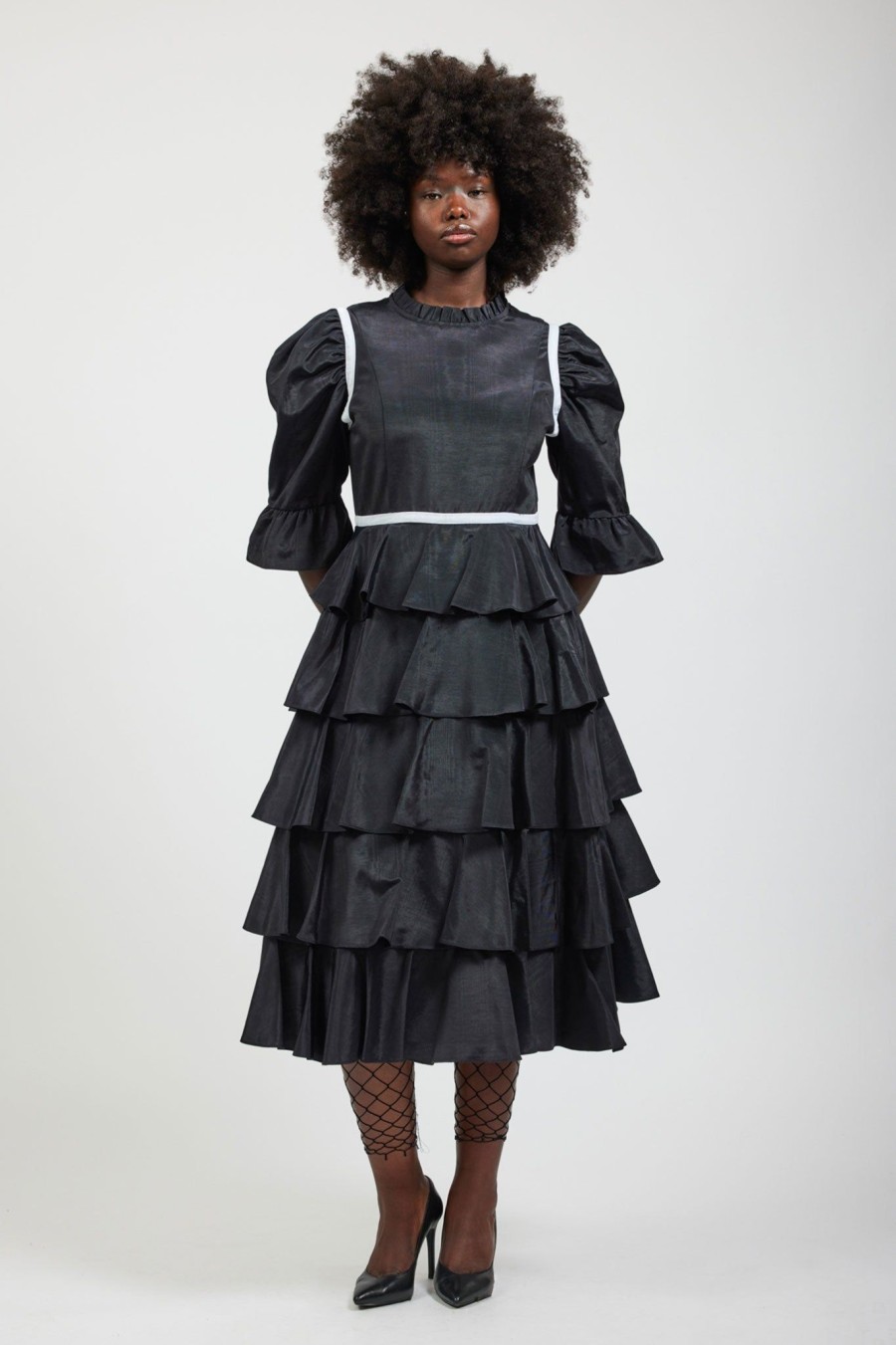 Women Batsheva | Simone Dress In Moire Black