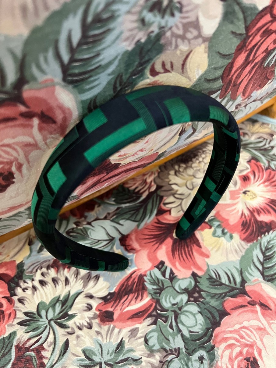 Women Batsheva | Headband In Green Deco Silk Green Silk