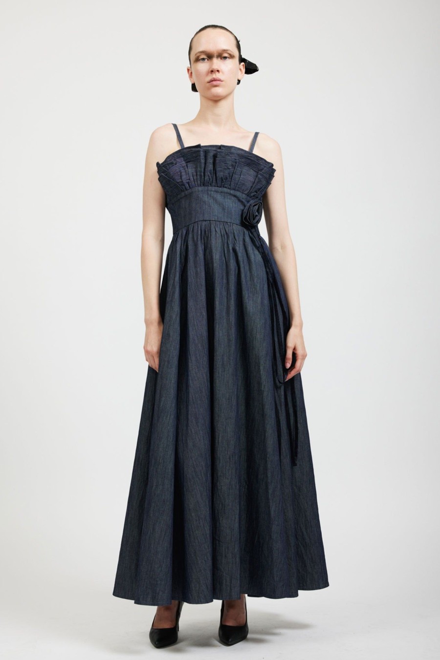 Women Batsheva | Amara Dress In Dark Denim Blue