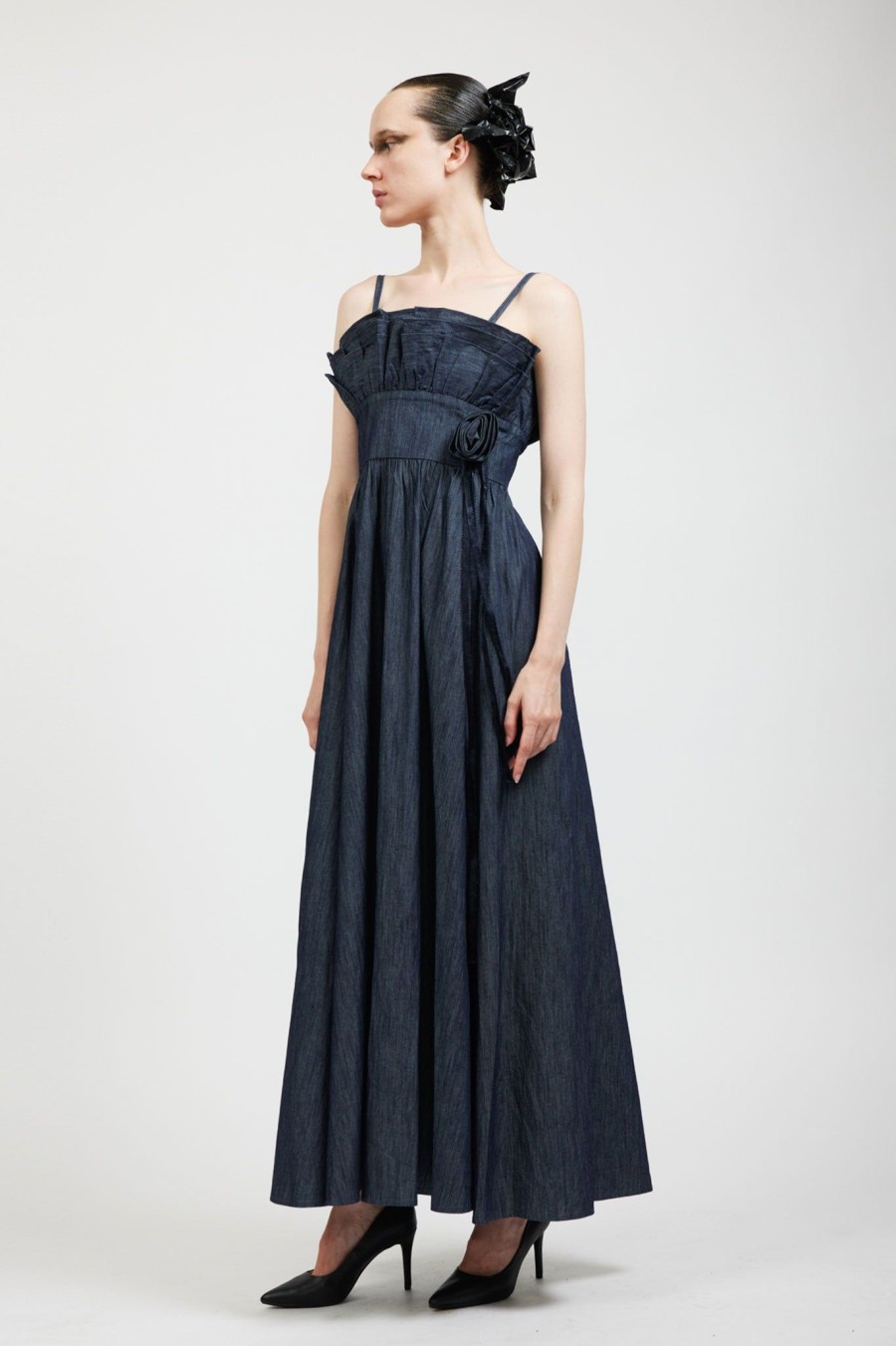 Women Batsheva | Amara Dress In Dark Denim Blue