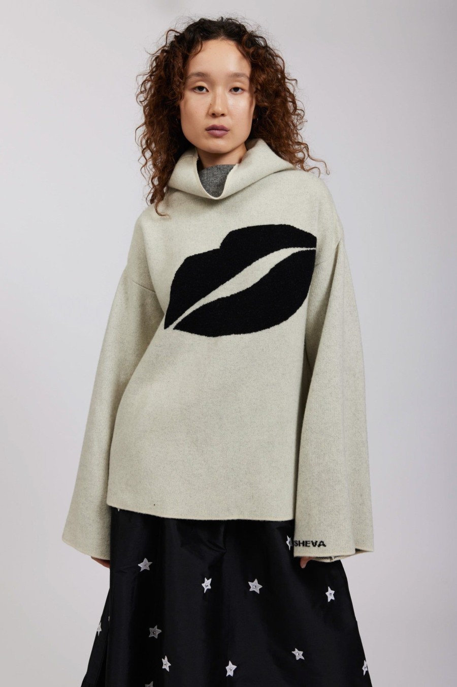 Women Batsheva | Avion Turtleneck In Parchment Merino Wool Cream