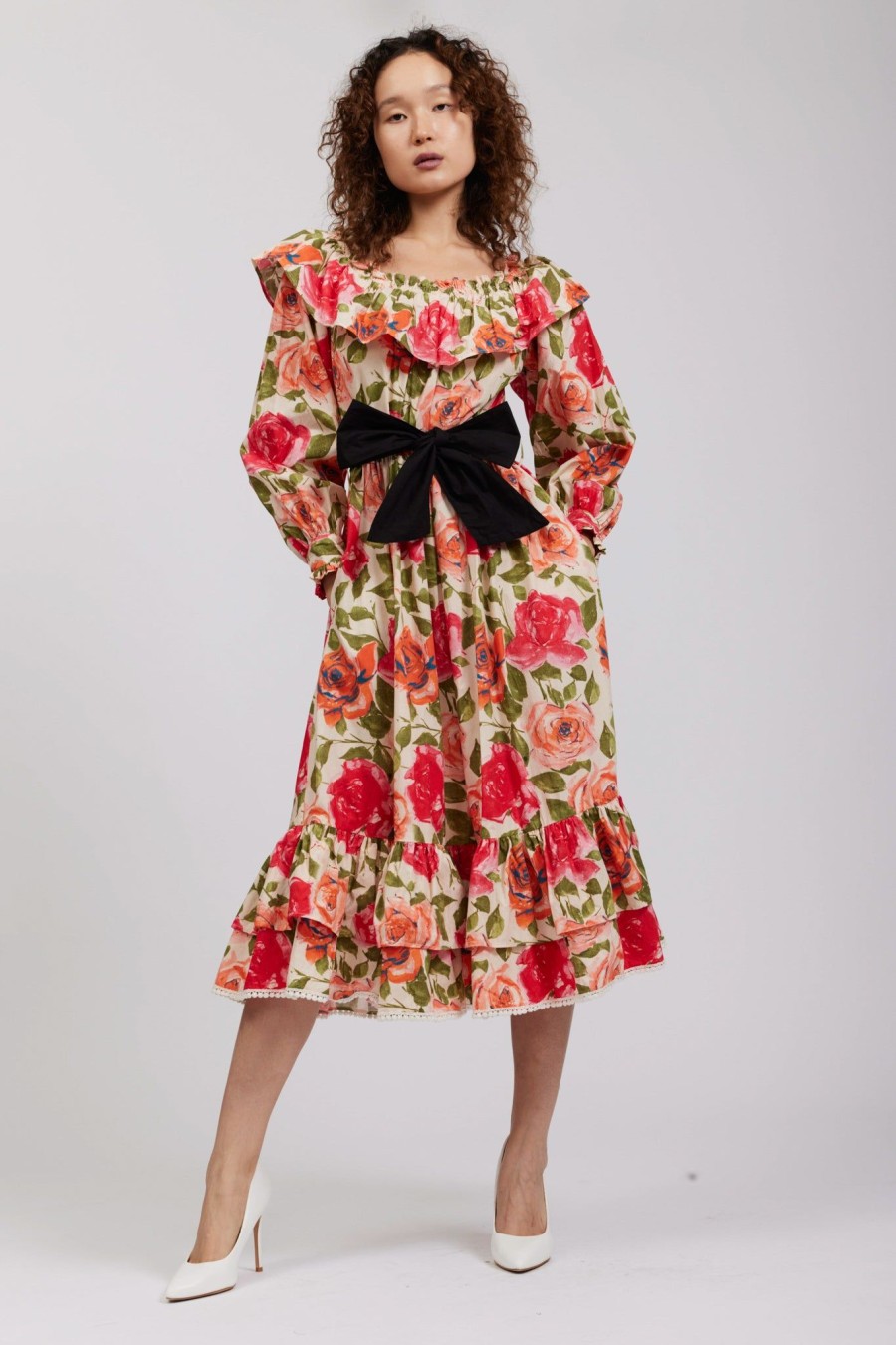 Women Batsheva | Laura Ashley X Batsheva Wednesday Dress In Tea Rose Multi