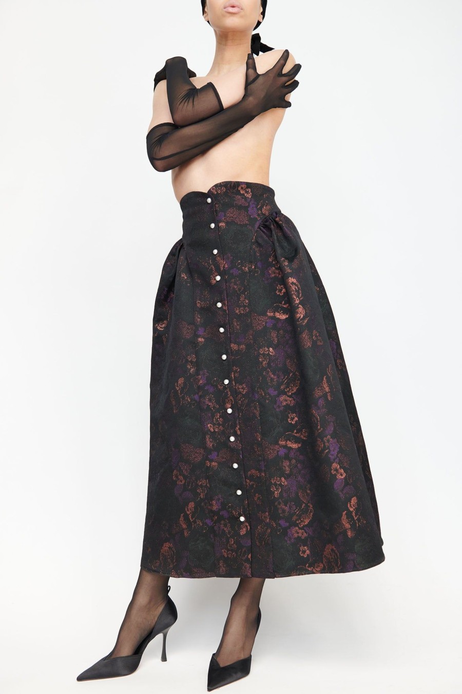 Women Batsheva | Bella Skirt In Enchantress Jacquard Multi