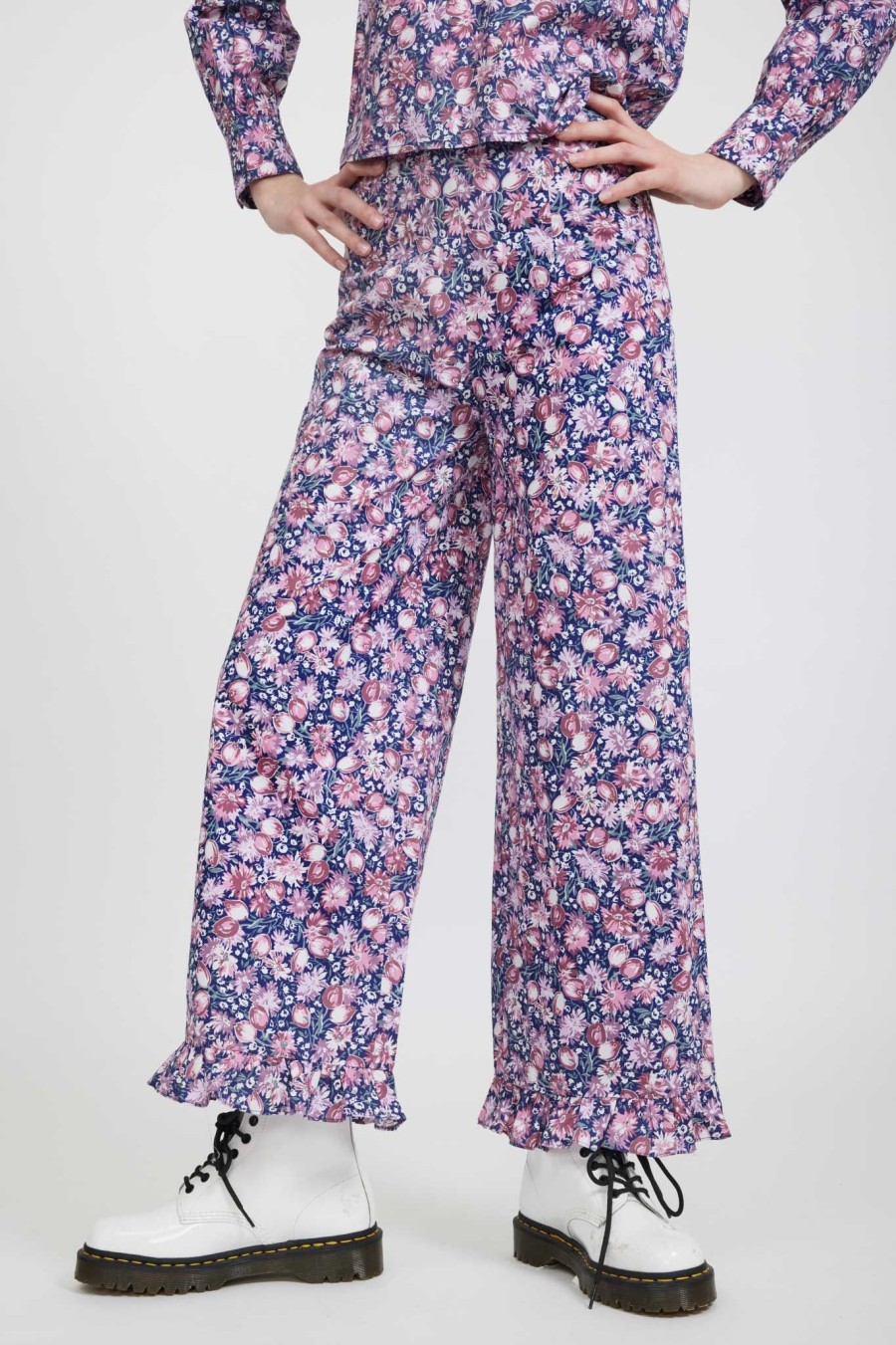 Women Batsheva | Laura Ashley X Batsheva Ruffle Pant In Inglesham Purple