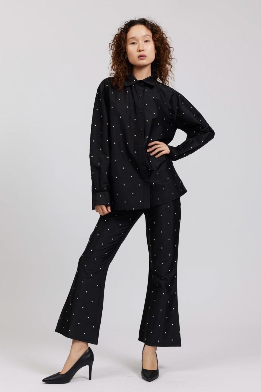 Women Batsheva | Lawyer Pant In Rhinestone Black