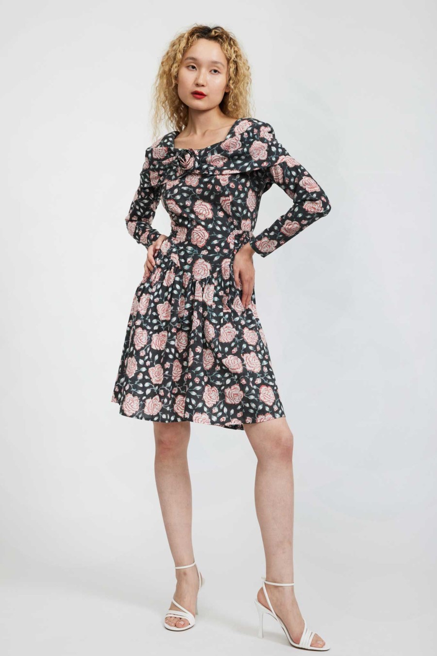 Women Batsheva | Salt Dress In Black Watercolor Floral Multi