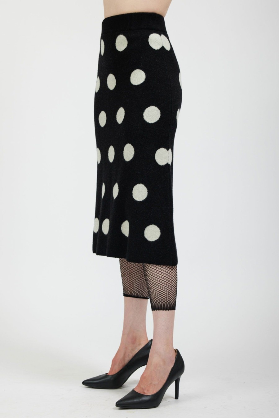 Women Batsheva | Saga Polka Dot Cashmere Skirt In Black