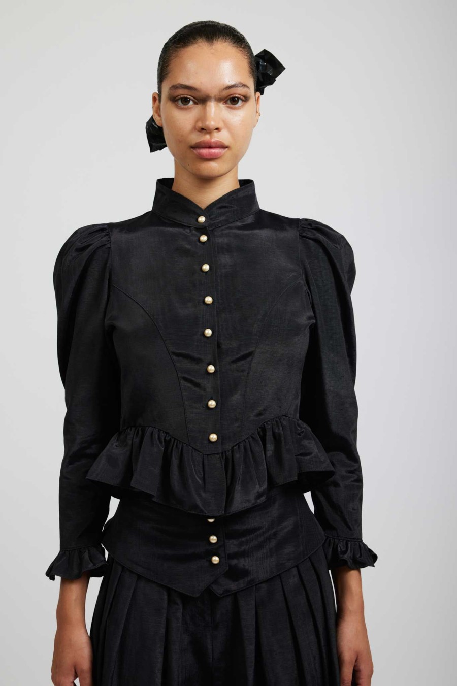 Women Batsheva | Grace Blouse In Moire Black