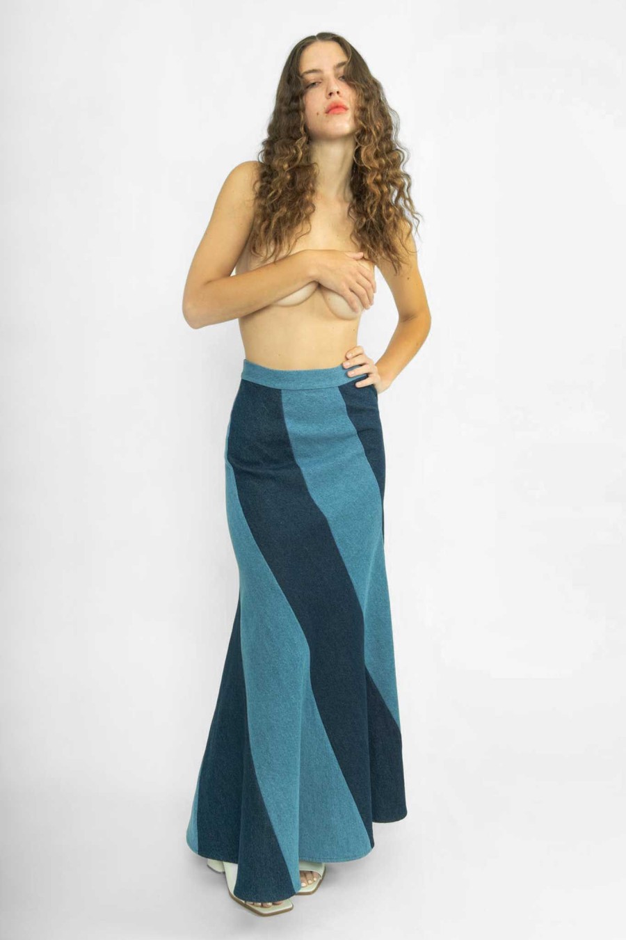 Women Batsheva | Cera Skirt In Denim Blue