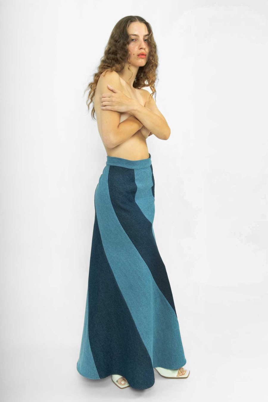 Women Batsheva | Cera Skirt In Denim Blue