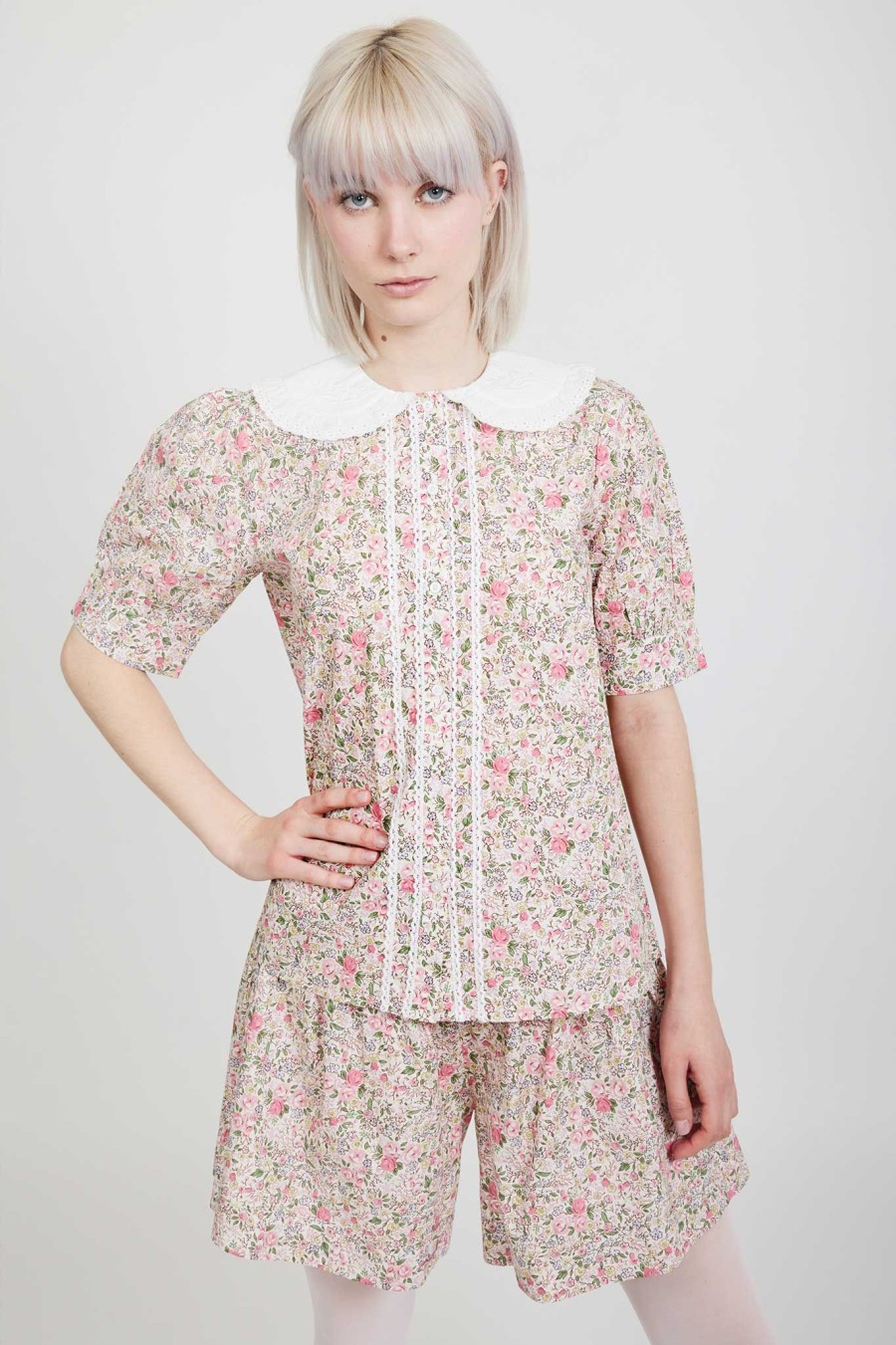 Women Batsheva | Laura Ashley X Batsheva Sioned Blouse In Rowena Pink