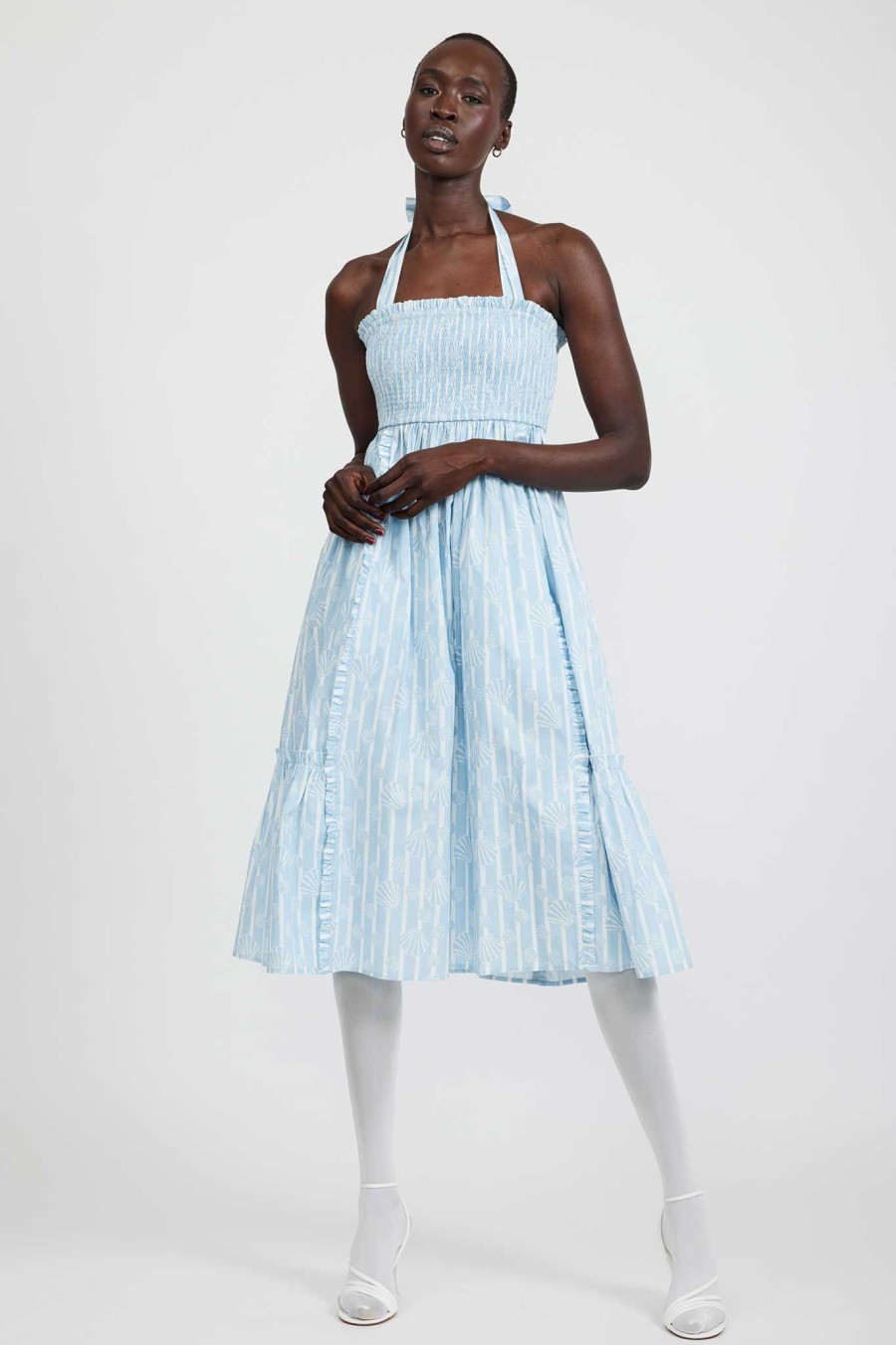 Women Batsheva | Laura Ashley X Batsheva Gwen Dress In Honningtoft Shells Blue