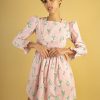 Women Batsheva | Square Neck Mini Prairie Dress In Blush Calla Lily Pink