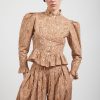 Women Batsheva | Grace Blouse In Woodgrain Fantasy Brown