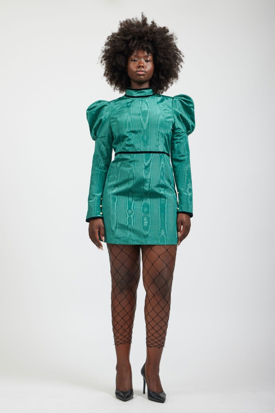 Women Batsheva | Mini Tate Dress In Ocean Moire Green