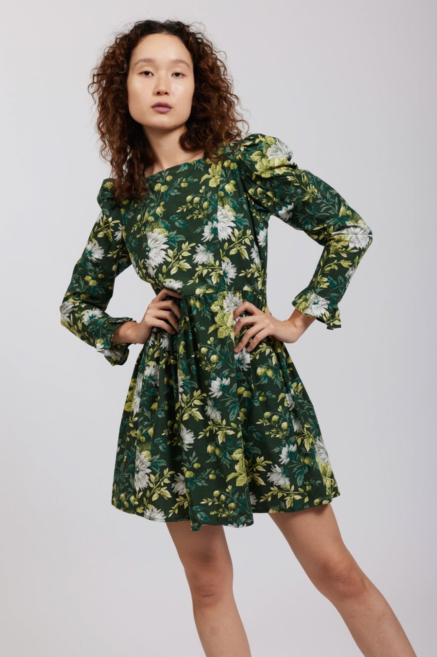 Women Batsheva | Laura Ashley X Batsheva Square Neck Mini Prairie Dress In Rowlands Garden