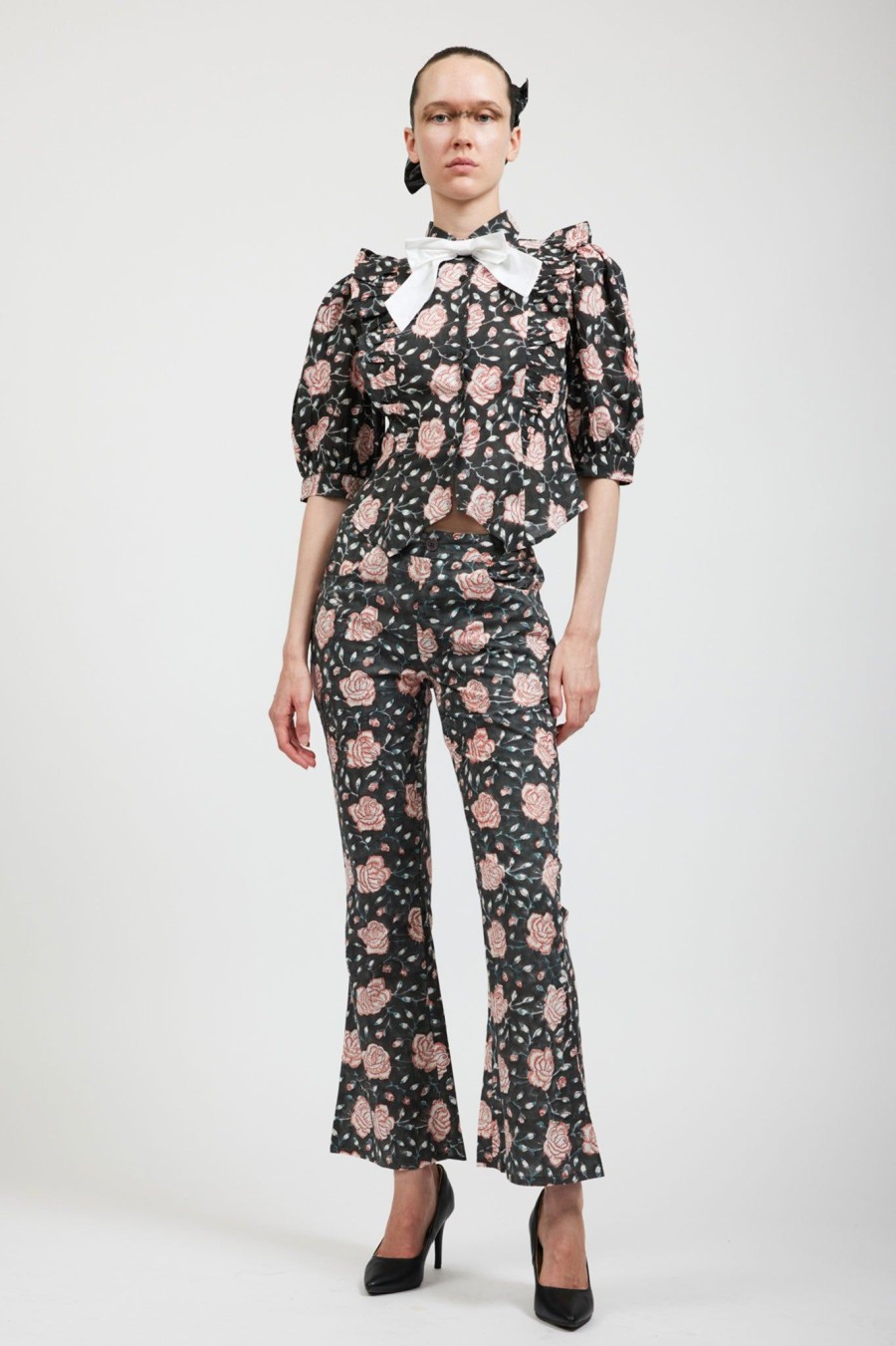 Women Batsheva | Lawyer Pant In Black Watercolor Floral Multi